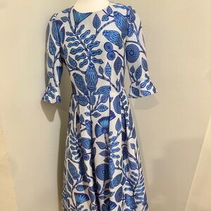 Sophisticated Andrew Gn Blue & White Dress Size 40